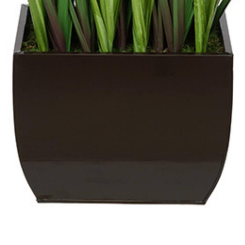 Faux PVC Grass in X-Large Rectangle Zinc Vase