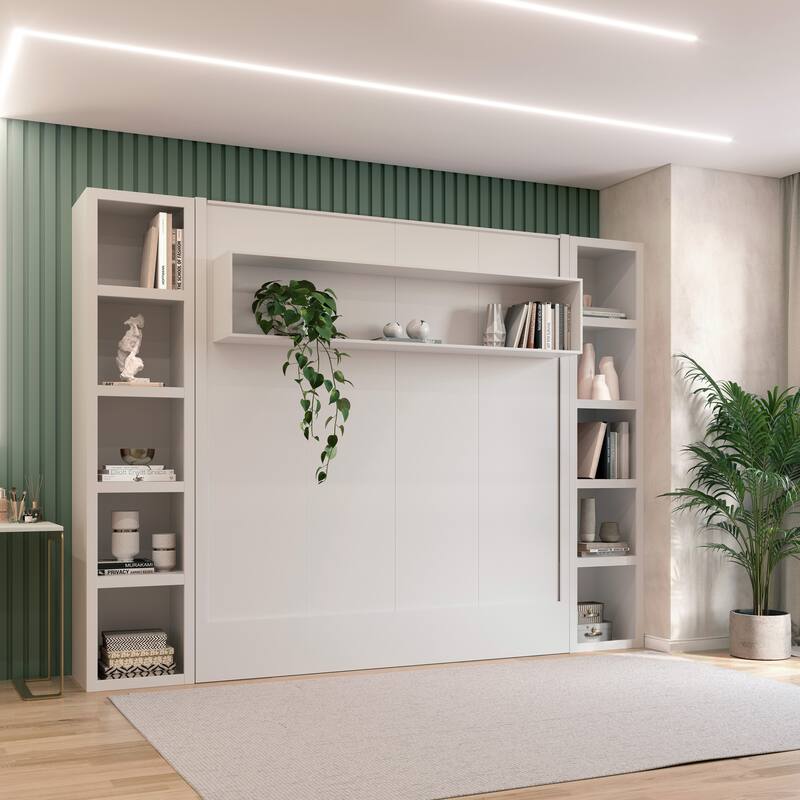 Easy-Lift King Murphy Wall Bed with Two Bookshelves