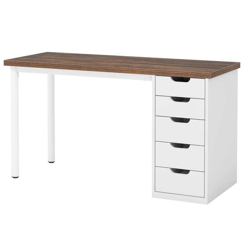 Vanity Desk with 5 Drawers, Modern Makeup Desk with Mulitple Storage, Gifts for Christmas