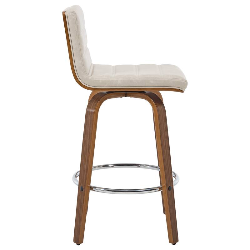 Faux Leather & Wood Swivel Bar Stools/ Counter Stool Set of 2