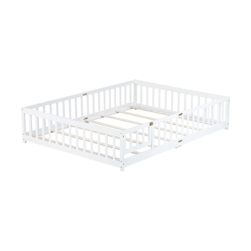 Floor Bed with Fence,Door and Safety Guardrails,Ensuring a Secure and Comfortable Space