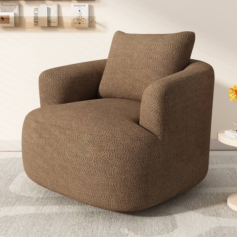 360° Swivel Accent Chair with Throw Pillow by Harper&Bright Designs -  Dark Brown
