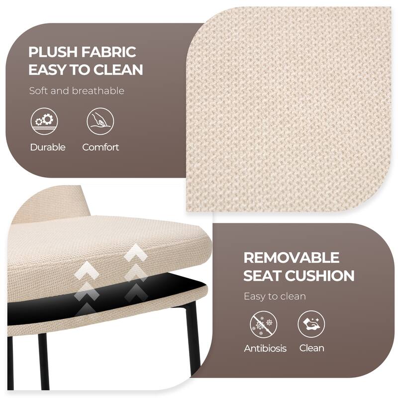 Dining Chairs with Metal Legs, SIde Chairs with Curved Back