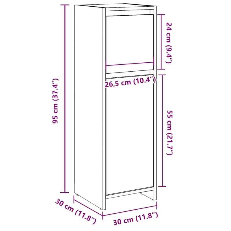 vidaXL Bathroom Cabinet Concrete Grey Engineered Wood Small - 11.8 x 11.8 x 37.4 in