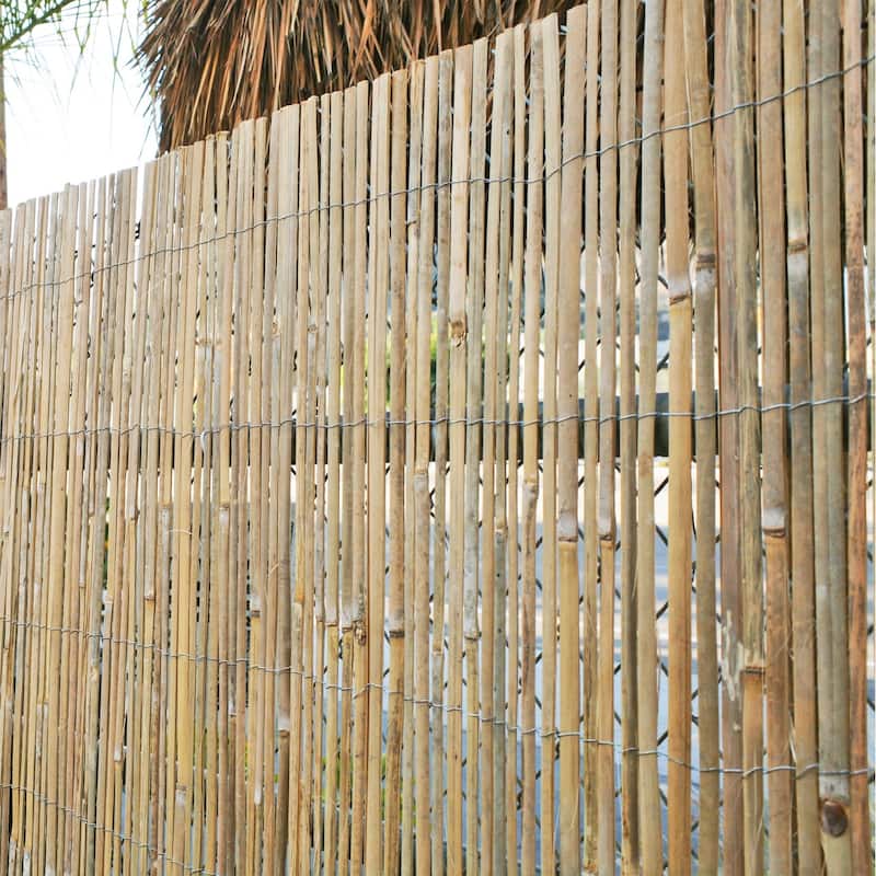 Split Bamboo Slat Screen Fencing Natural Finish Decorative Fence Roll