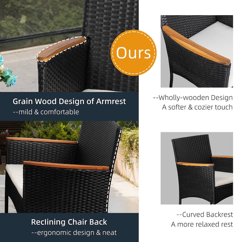 Futzca 4 Pieces Outdoor Patio Furniture Sets Rattan Chair Wicker Set