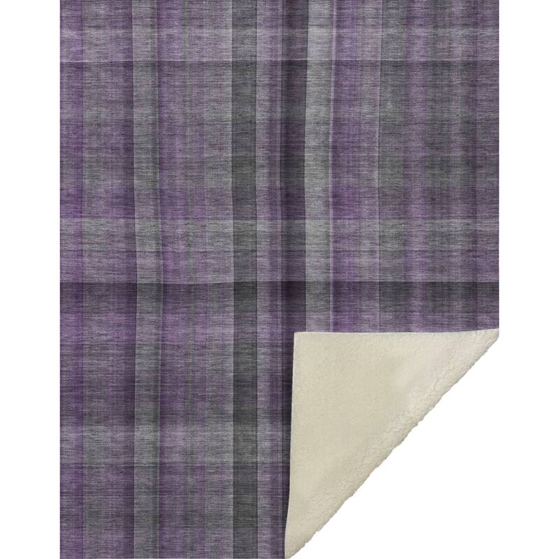 Premium Machine Washable Modern Plaid Sherpa Throw Blanket