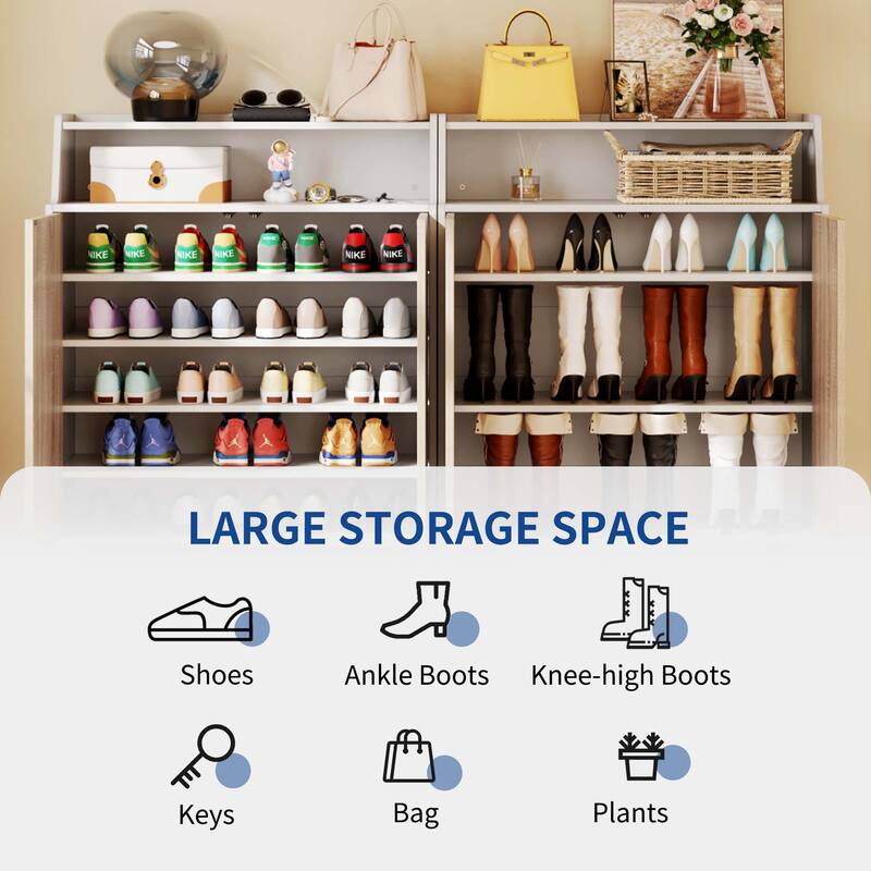 Moasis 5-Shelf Wooden Shoe Storage Cabinet wiith Drawer and Shelves for Entryway Living Room