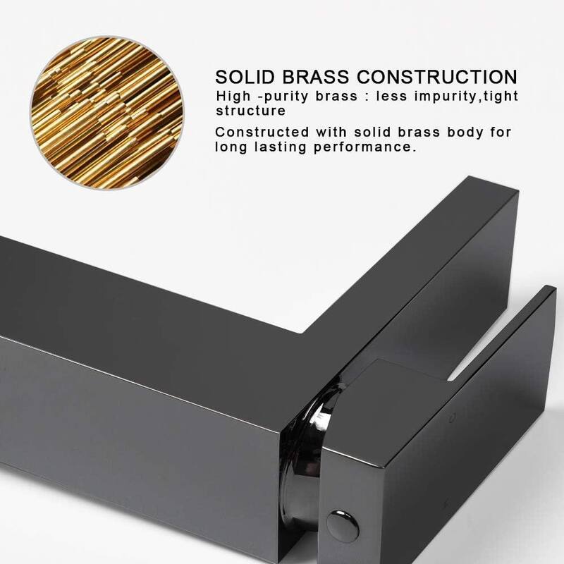 Single Handle Single Hole Bathroom Faucet, Solid Brass Modern Bathroom Sink Faucet with Pop-up Drain & Water Supply Hoses