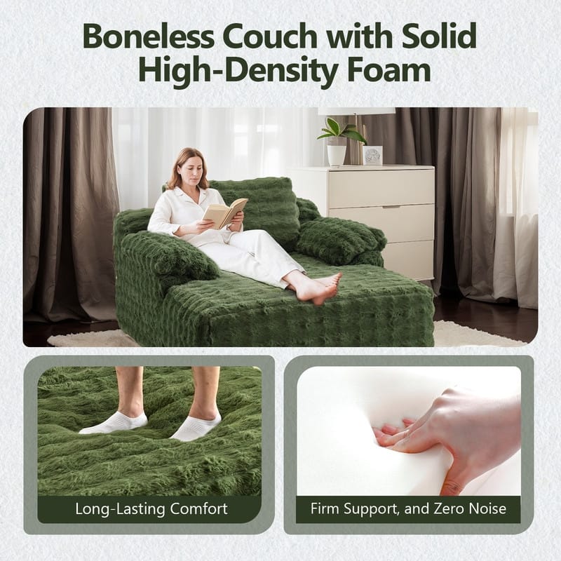 Upholstered Velvet Boneless Couch Sleeper Sofa Bed