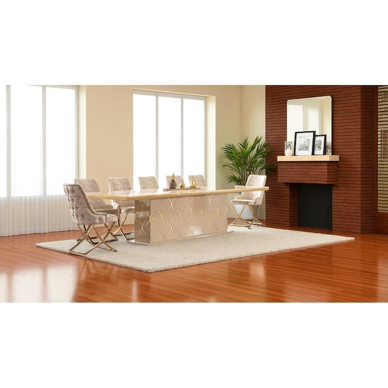 Salt Rectangular Dining Table And Slat Back Dining Chair Set - For 6 People