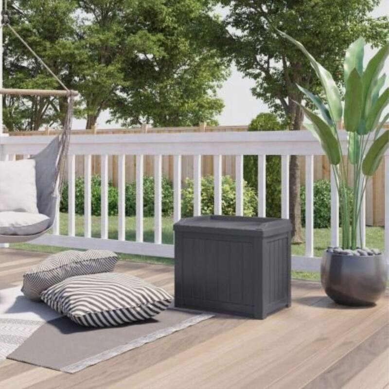 Suncast 22 Gal Outdoor Patio Small Deck Box w/Storage Seat, Cyberspace (3 Pack) - 17.5