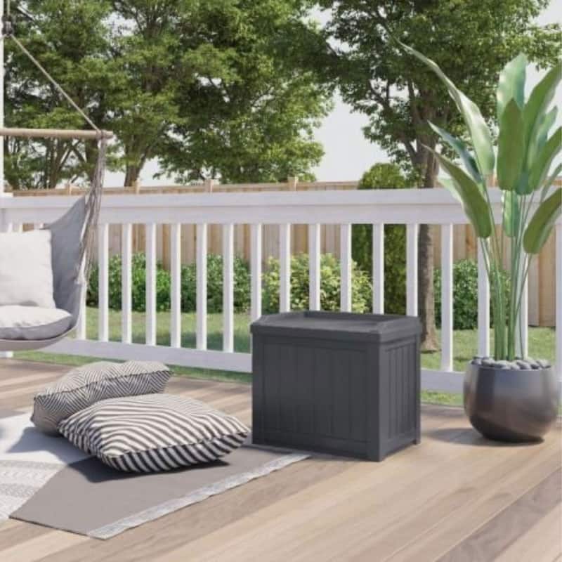 Suncast 22 Gallon Outdoor Patio Small Deck Box with Storage Seat, Stone (2 Pack)