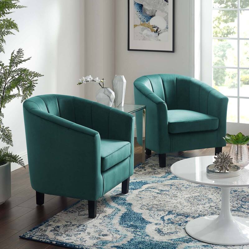 Silver Orchid Streitmann Channel Tufted Velvet Armchair (Set of 2)