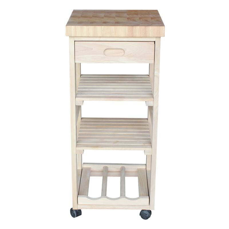 Porch & Den Estelle Unfinished Solid Parawood Kitchen Trolley