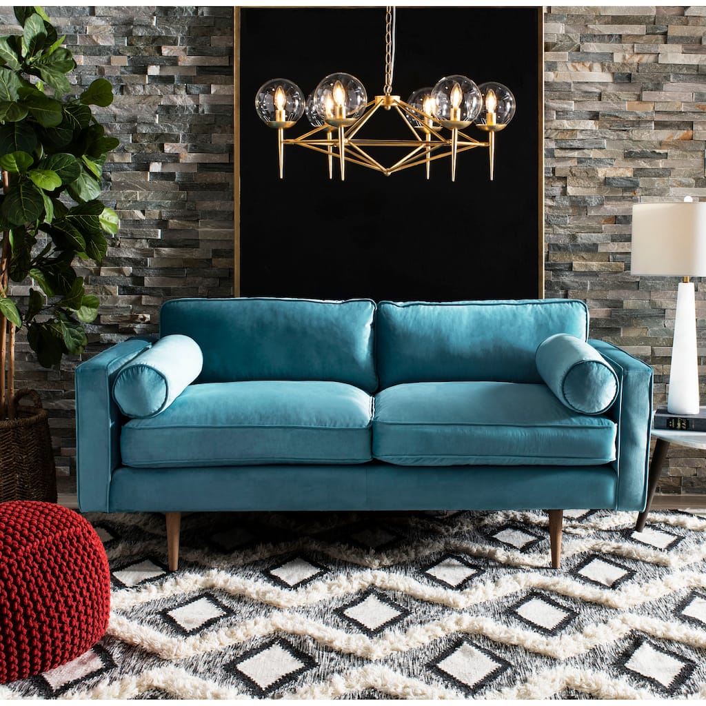 SAFAVIEH Lighting Gillie Adjustable 6-Light LED Gold Chandelier - 34" x 34" x 12-84"