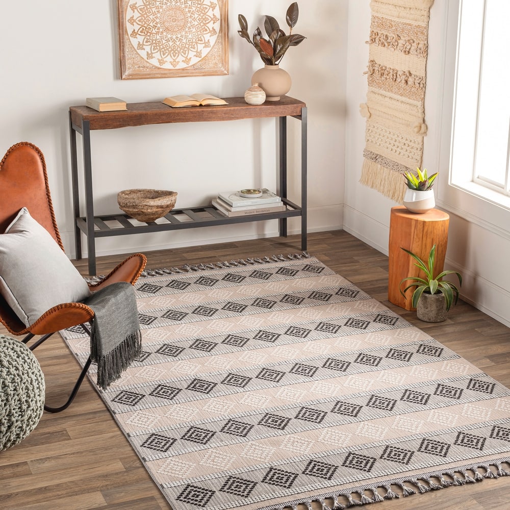Livabliss Palermo Boho Diamond Stripe Area Rug