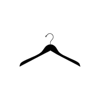 Matte Black Wooden Top/Coat Hanger, 17" Length x 1/2" Thick, Black Hook Box of 25
