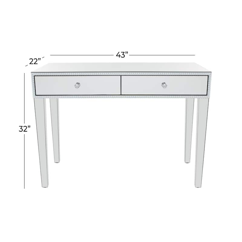 Wooden Mirrored 2 Drawers Console Table - Silver - Roche River Decor