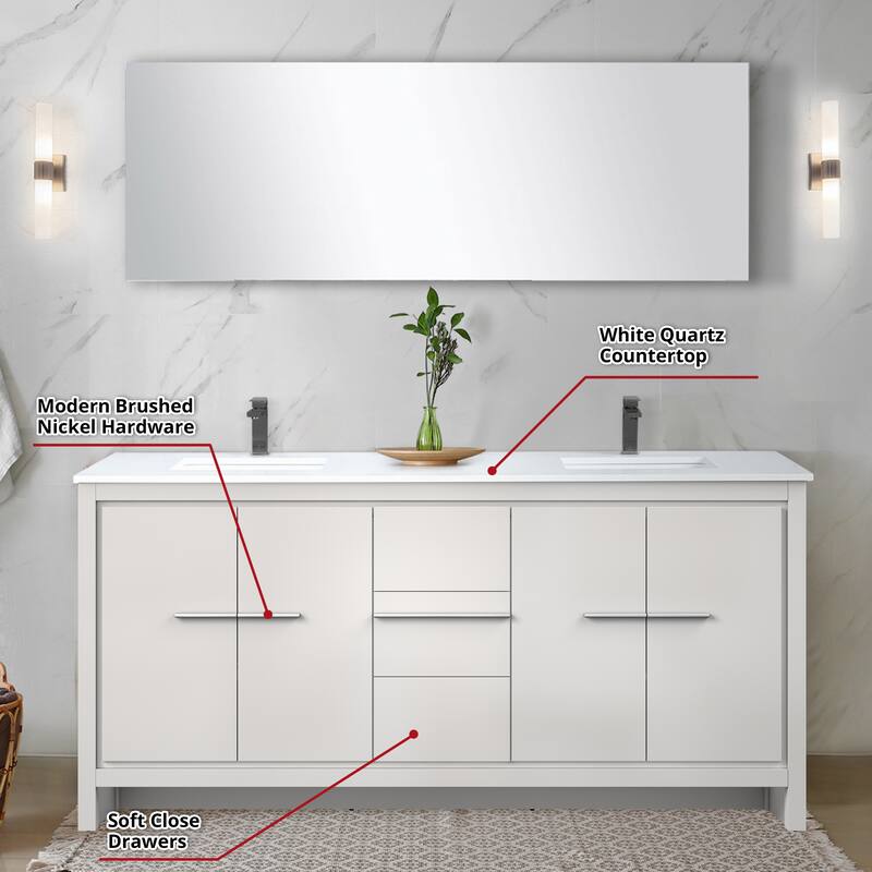 Lafarre Bath Vanity with Quartz Top, Sink, Mirror and Chrome Faucet