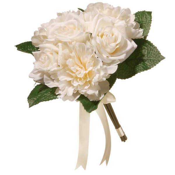 12.2" Mixed Cream Rose and Peony Bouquet - N/A