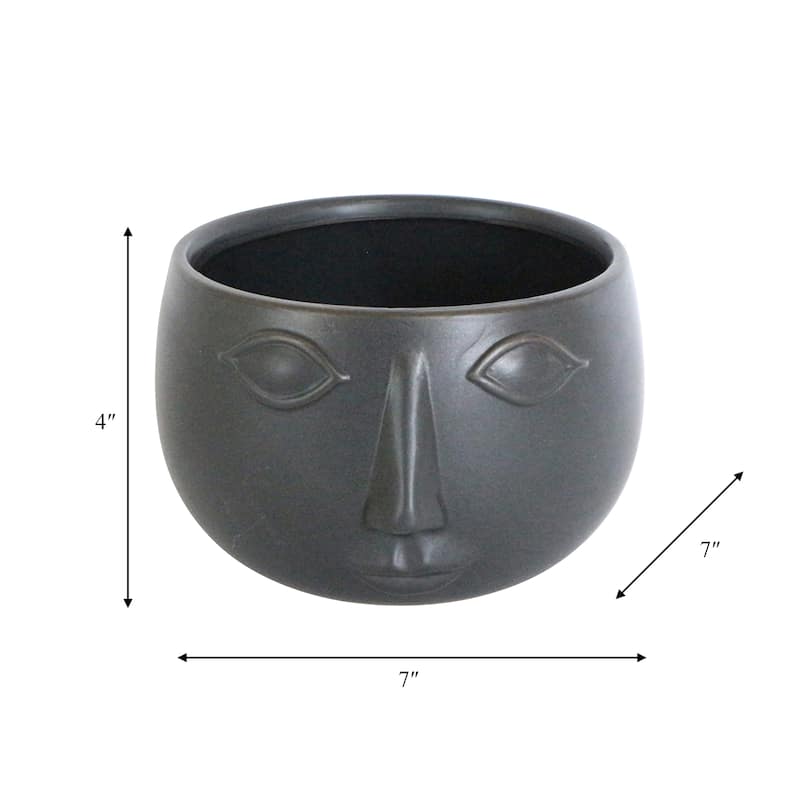 Sagebrook Home Ceramic Contemporary Face Planter - 7" x 7" x 4"