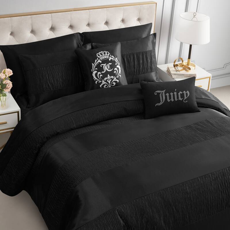 Juicy Couture Glam Night Black Stripe Comforter Bedding Set