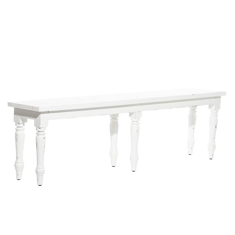 Wood Long Slim Bench - White - Roche River Decor - 12"Wx63"Lx18"H