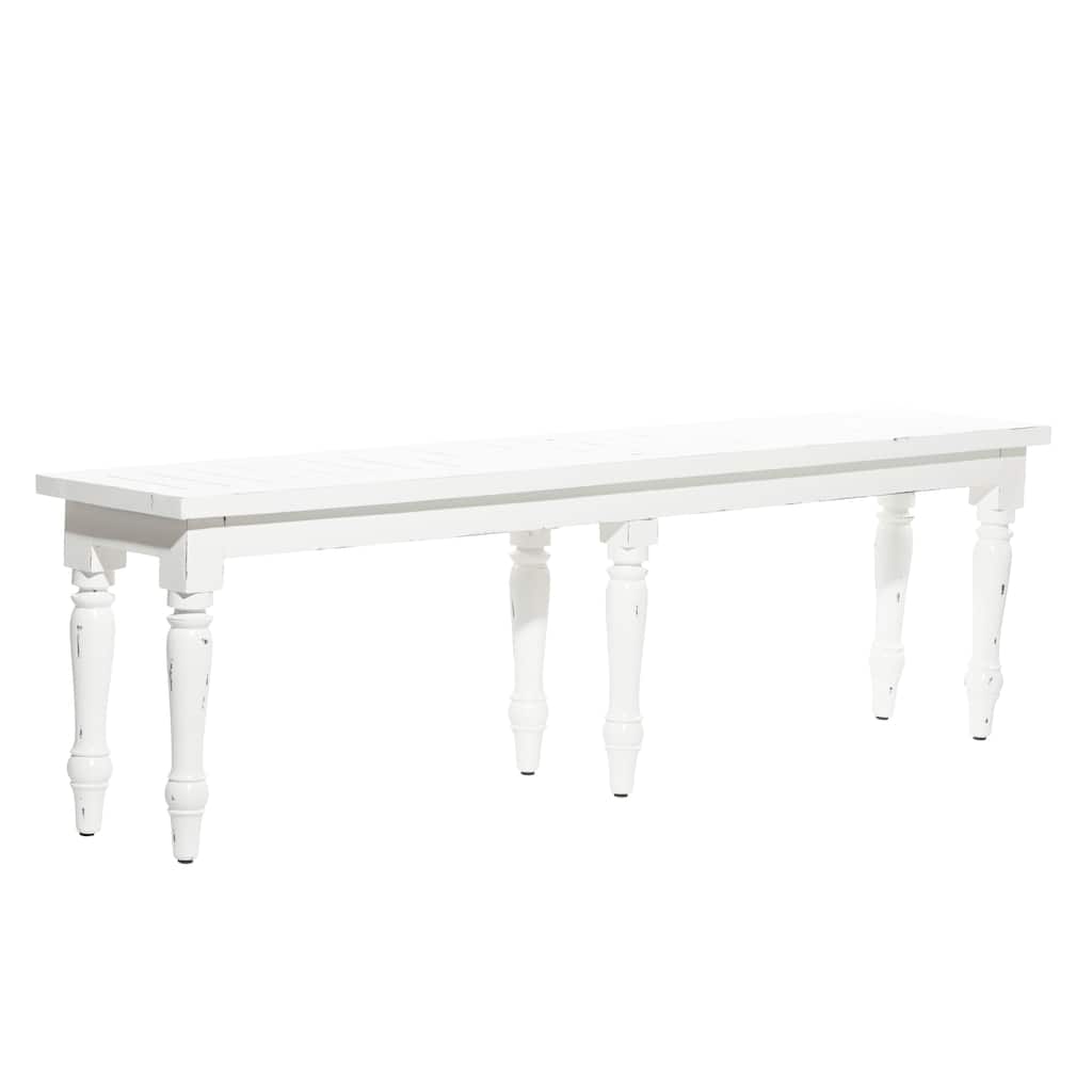 Wood Long Slim Bench - White - Roche River Decor - 12"Wx63"Lx18"H