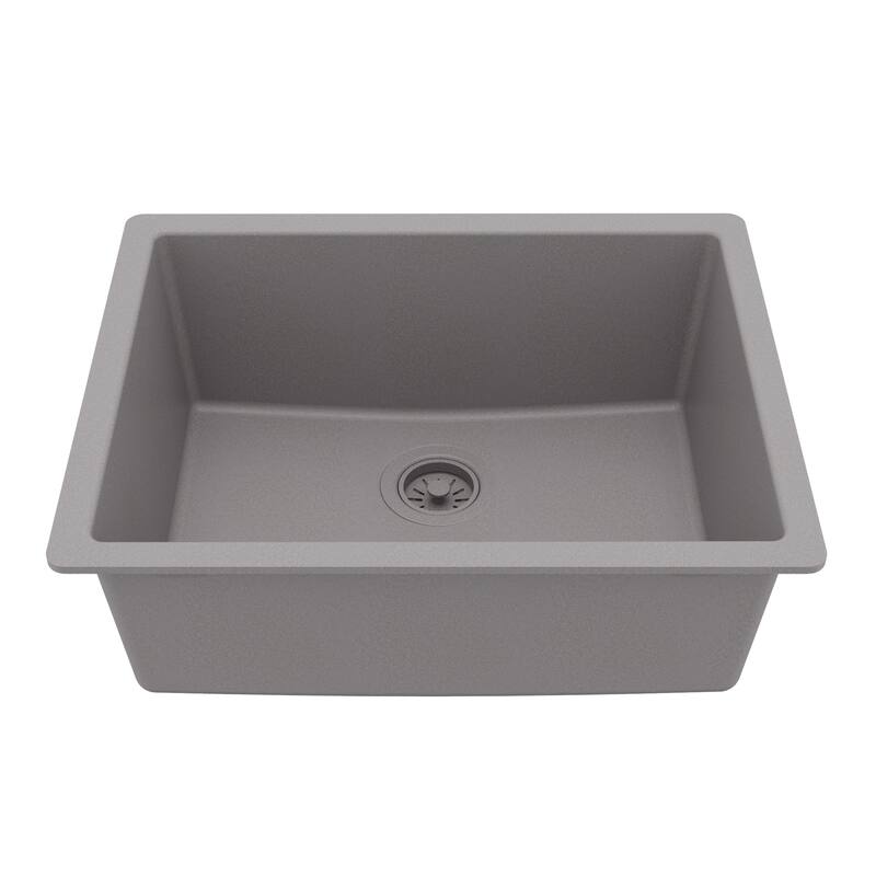 Karran Undermount 24.38 in Single Bowl Quartz Kitchen Sink - Grey