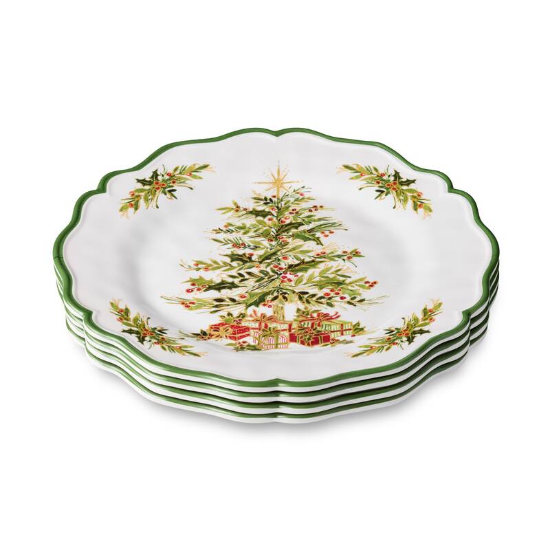 Certifed International Holly Tree Set of 4 Melamine Dinner Plates 11" - 11 L x 11 W x 1 H