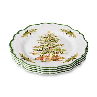 Certifed International Holly Tree Set of 4 Melamine Dinner Plates 11" - 11 L x 11 W x 1 H