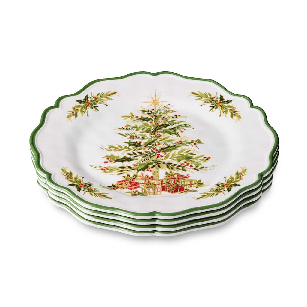 Certifed International Holly Tree Set of 4 Melamine Dinner Plates 11" - 11 L x 11 W x 1 H