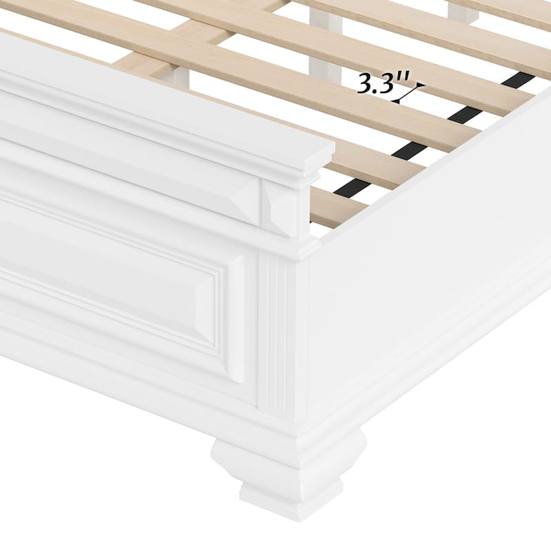 Solid Wood Retro Platform Bed with Headboard