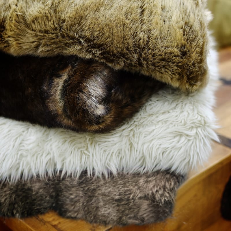 HiEnd Accents Faux Wolf Fur Oversized Throw Blanket, 60"x90"