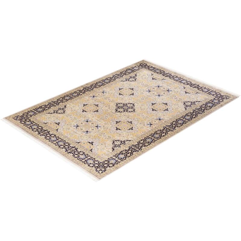 Overton Handknotted Wool Traditional Oriental Ivory Area Rug - 6' x 9'