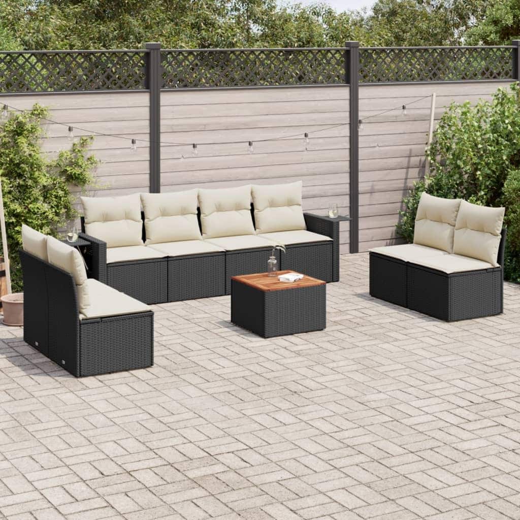 vidaXL Garden Sofa Set Black - 24.4 x 25.8 x 27.2