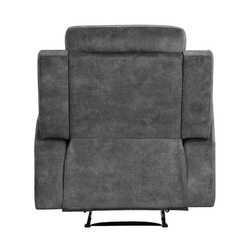 Tesy Manual Reclining Chair, Dark Gray Brown Microfiber, Foam Cushions