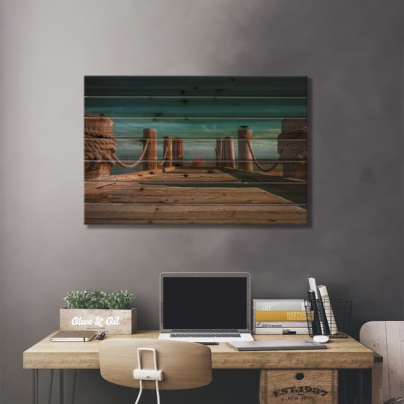 Windsor Lake Dock Print On Wood by Christopher Thomas - Multi-Color