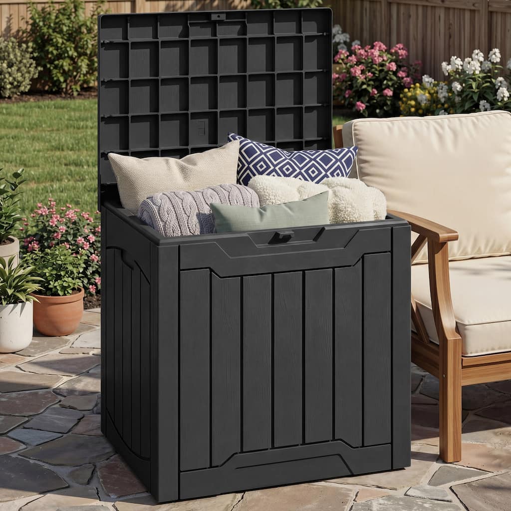 Moasis Lockable 31 Gallon Resin Deck Box, Waterproof Outdoor Storage & Package Box