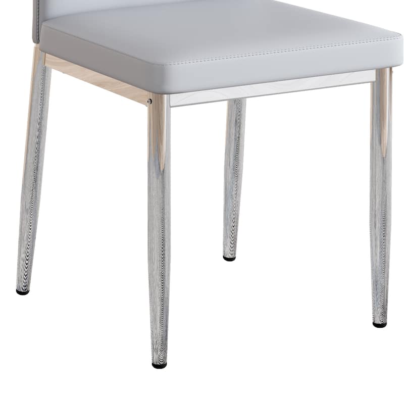 Faux Leather Dining Chairs Set, Modern Kitchen & Dining Room Chairs, Upholstered Faux Leather Side Chairs with Metal Legs