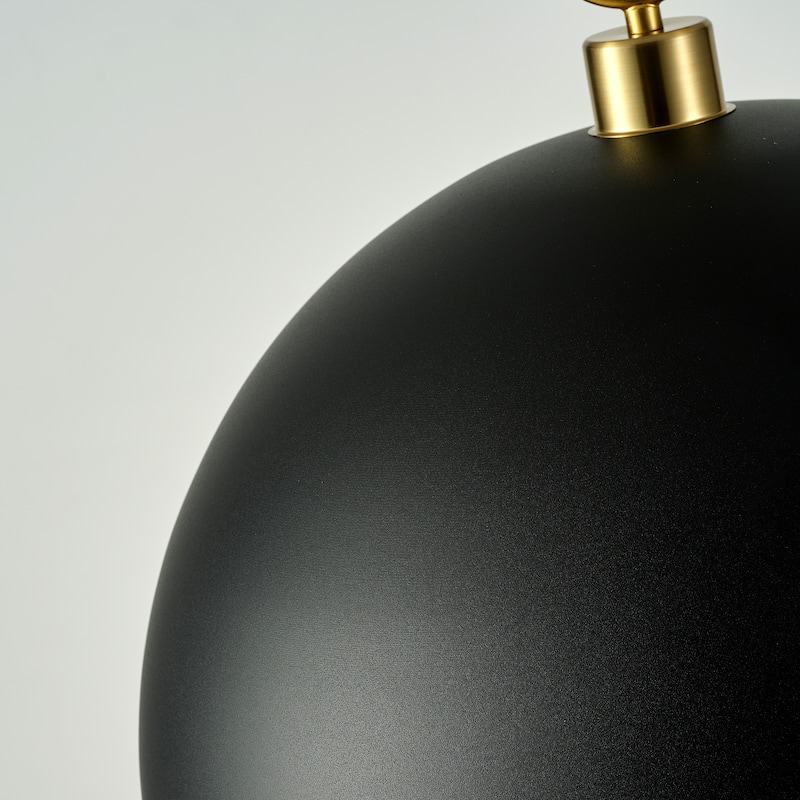 1-Light Industrial Metal Dome Pendant with Golden Ring Accent