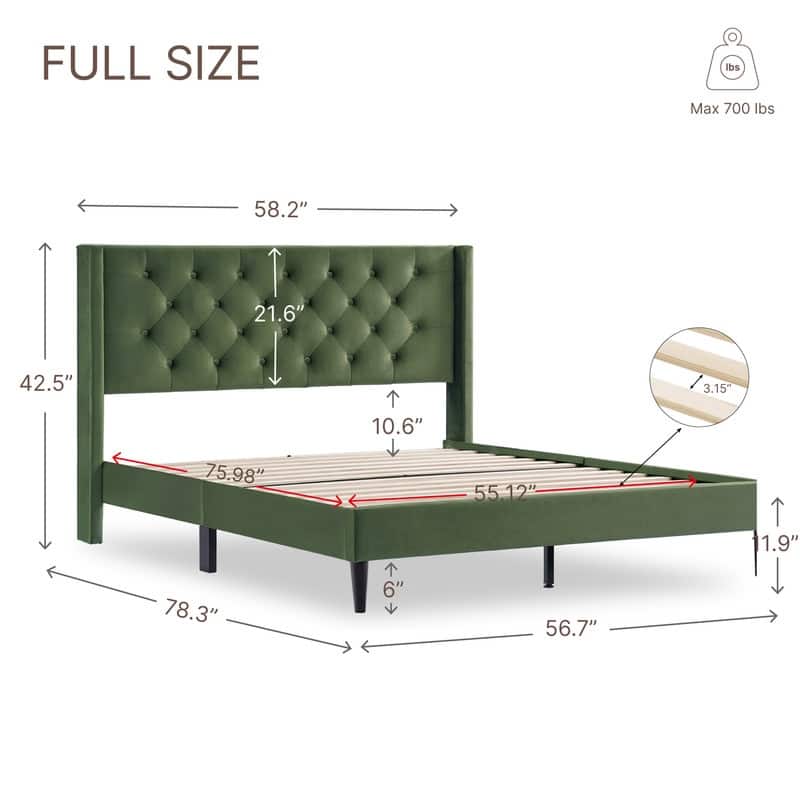 Eleanor Upholstered Platform Bed Frame with Vertical Stripe Headboard