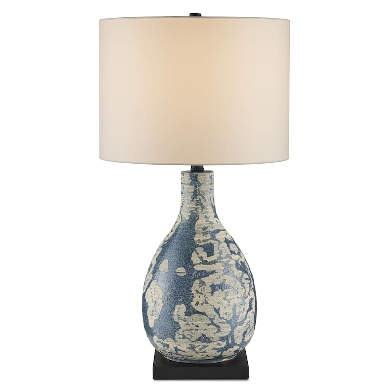 Currey & Company Ostracon Blue Table Lamp - 28.5"h x 15"dia - 28.5"h x 15"dia - Vintage Blue