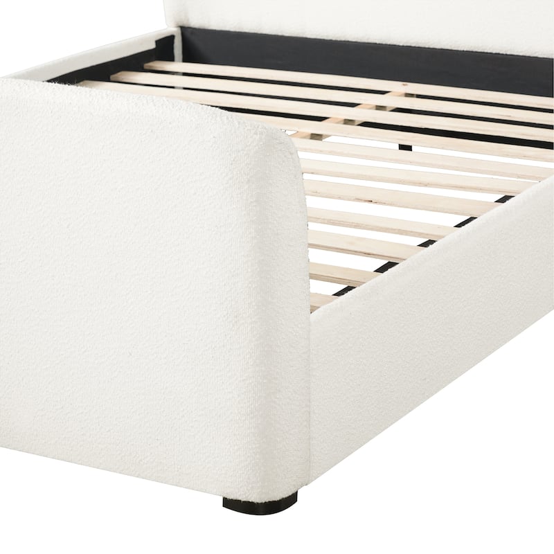 Christopher Knight Home - Soft Pack Modern Upholstered Boucle Bed Frame with Curved Headboard
