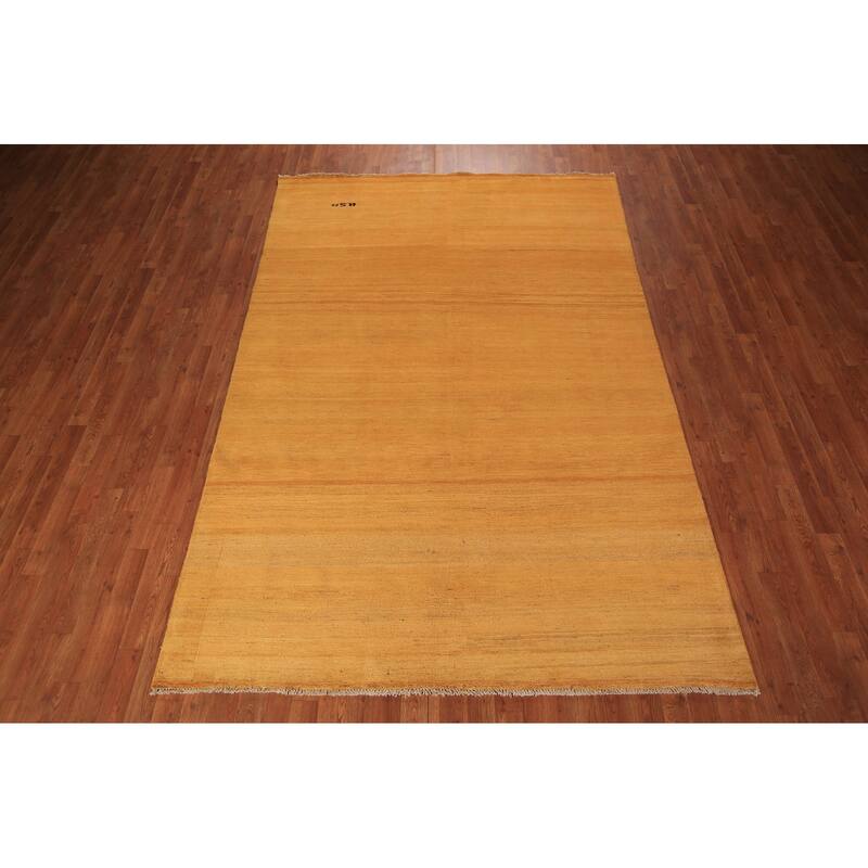 Orange & Yellow Gabbeh Modern Area Rug Hand-Knotted Wool Carpet - 6'3" x 9'4"