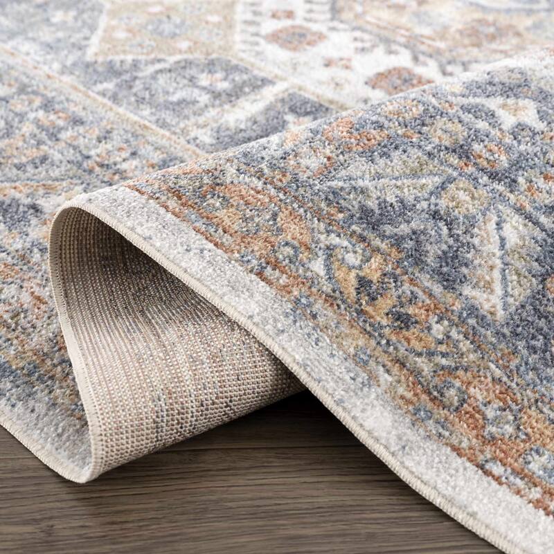Hauteloom Afya Living Room, Bedroom Machine Washable Area Rug - Dark Blue, Light Blue, Rust - 2' x 3'