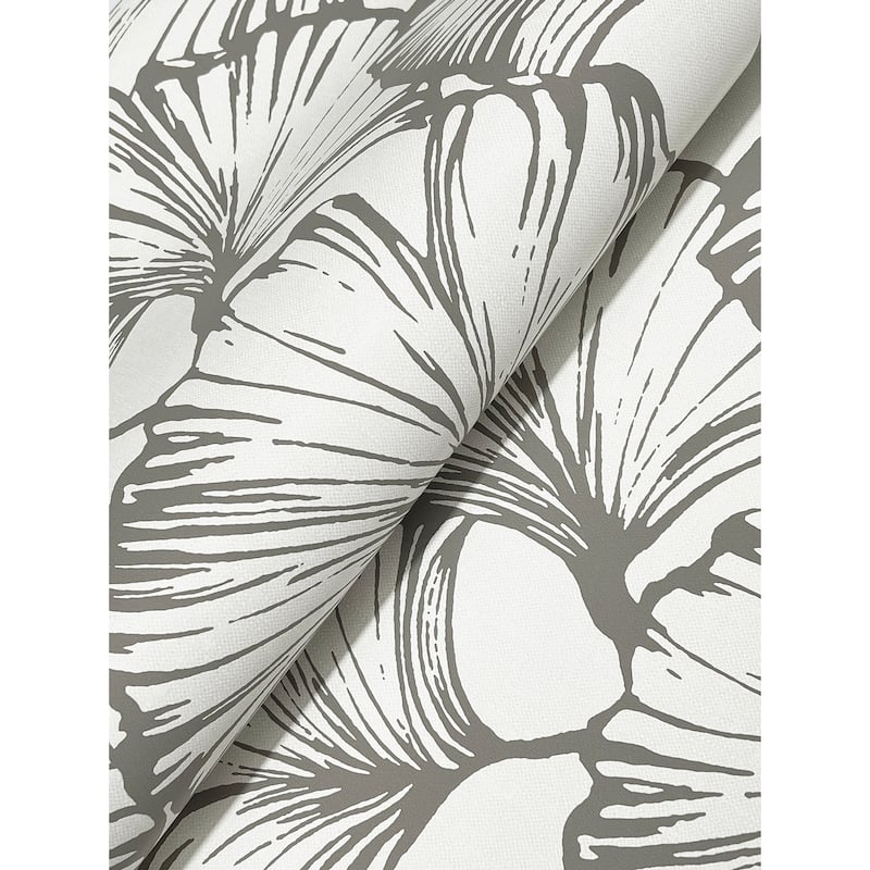 A-Street Prints Kyoto Charcoal Ginkgo Leaf Wallpaper