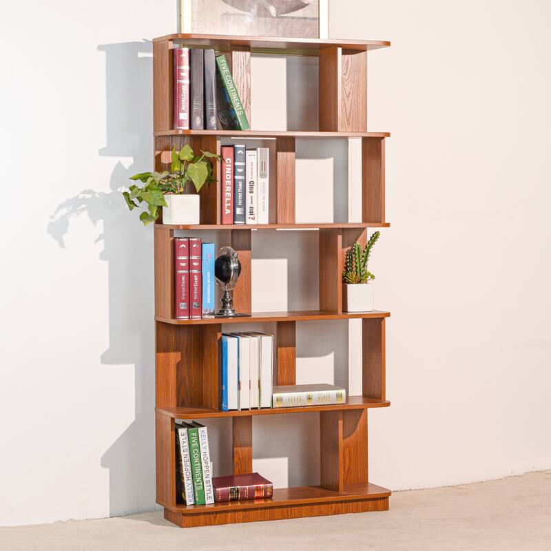 31.5"L X 64.56"H Free Combination Bookshelf Modern 5-Tier Open Storage Bookcase Mdf Wood Display Shelving,Media Storage Shelves