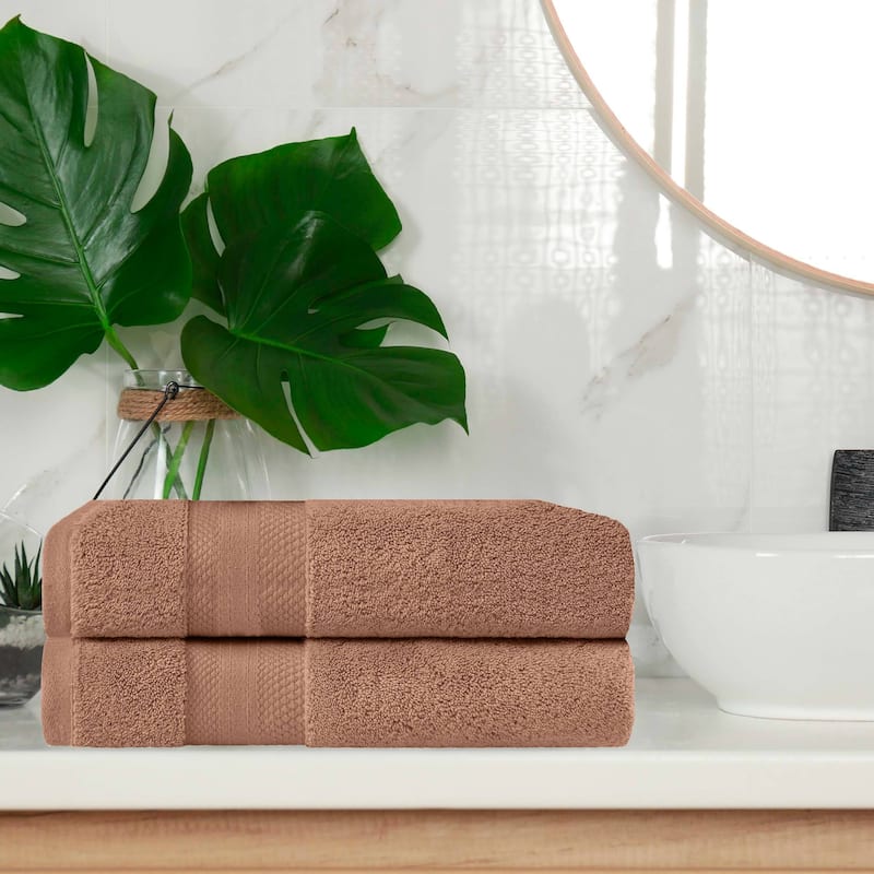 Superior Turkish Cotton Solid Heavyweight Bath Towel Set of 2 - Taupe